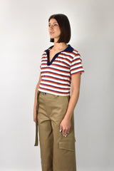 Polo righe crop