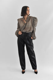 Pantalone ecopelle pinces
