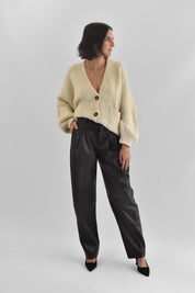 Pantalone ecopelle pinces