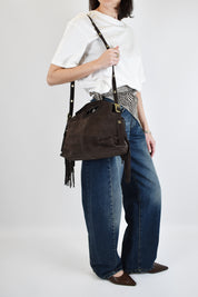 Borsa camoscio frange NINA