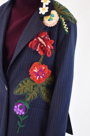 Blazer gessato con ricami