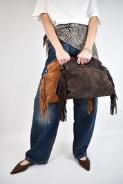 Borsa camoscio frange NINA