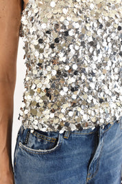 Top monospalla paillettes