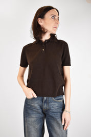 Polo realizzata completamente in filato lana e cachemire, chiusura con bottoni, manica corta, tinta unita, brand ViCOLO, articolo M22017F