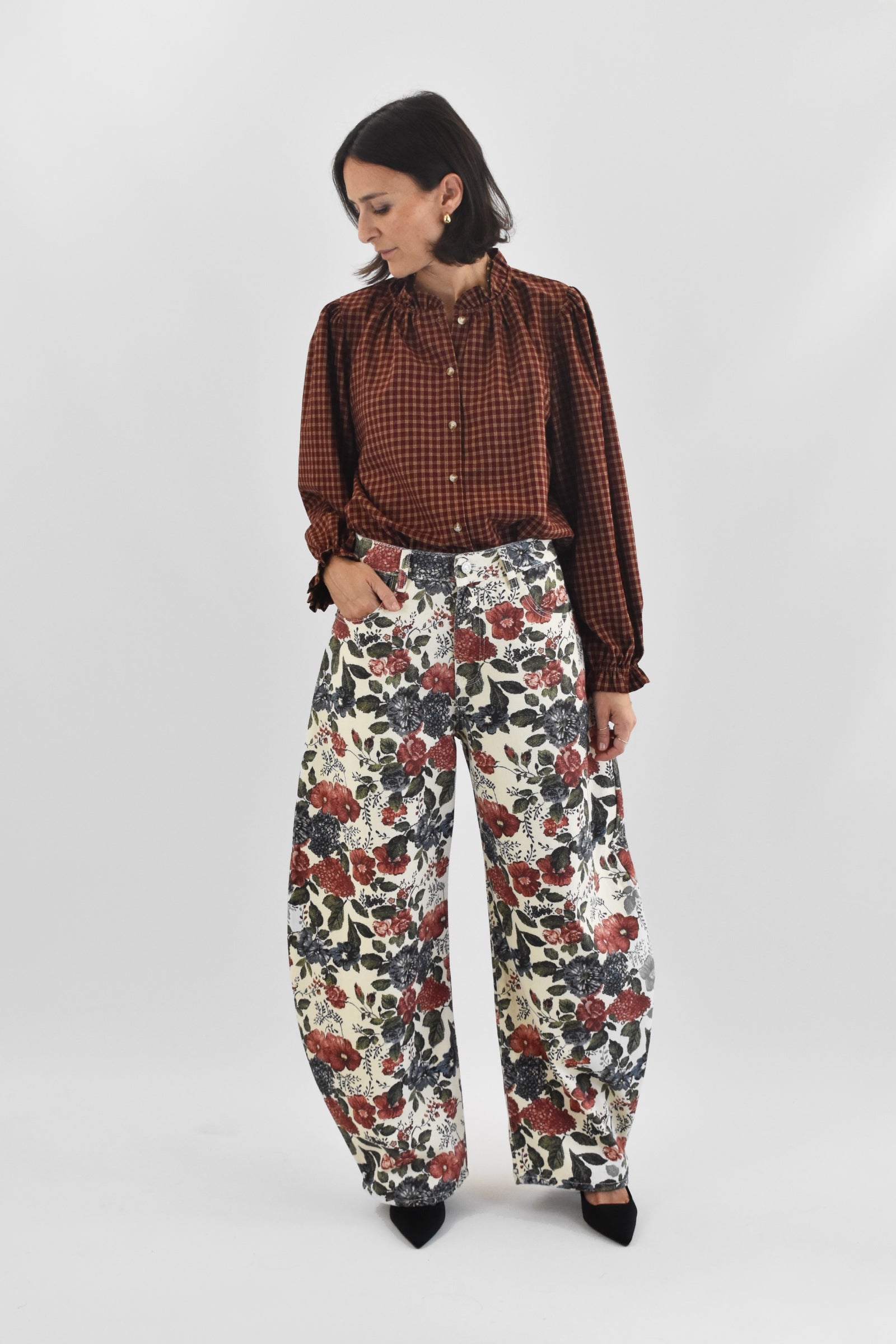 Pantalone balloon floreale
