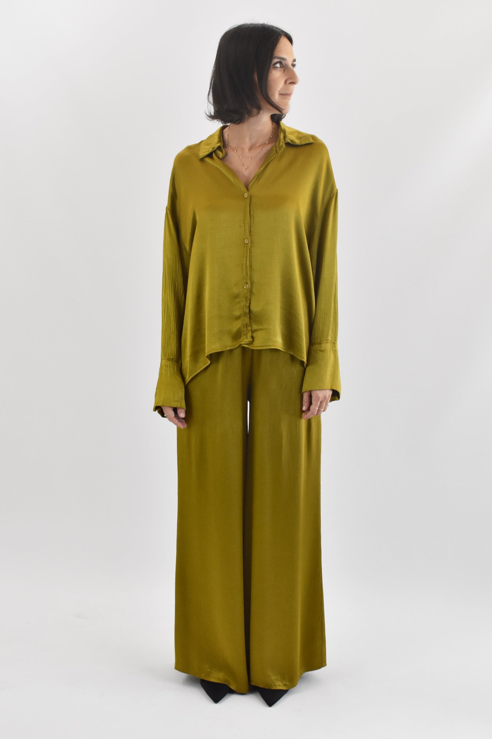 Pantalone raso increspato