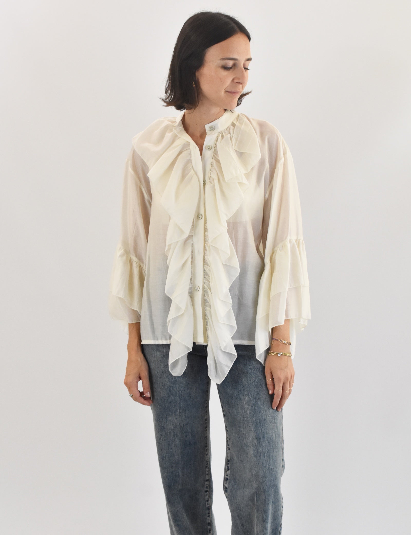 Camicia cotone rouches