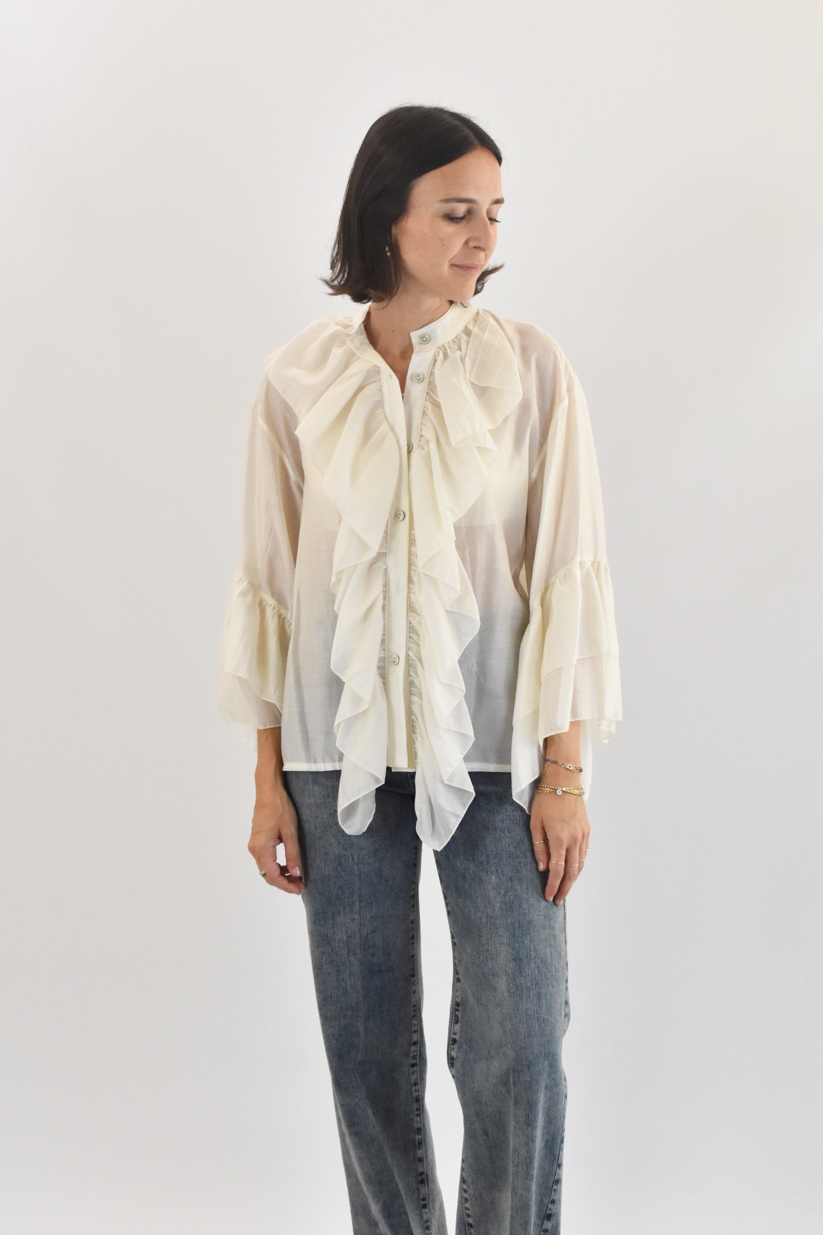 Camicia cotone rouches