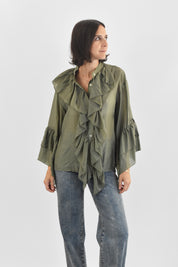 Camicia cotone rouches