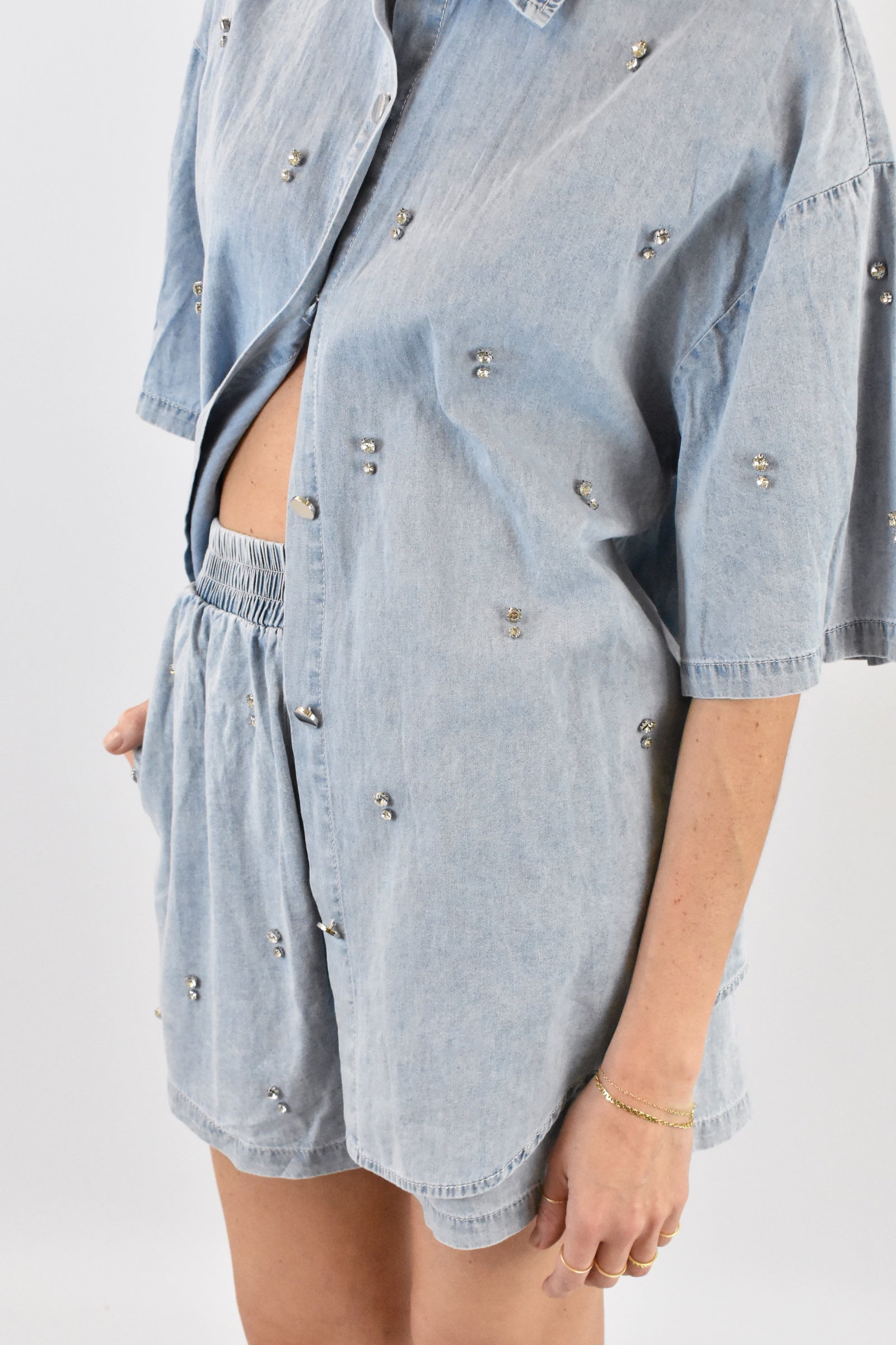 Completo jeans strass
