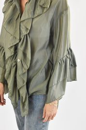 Camicia cotone rouches