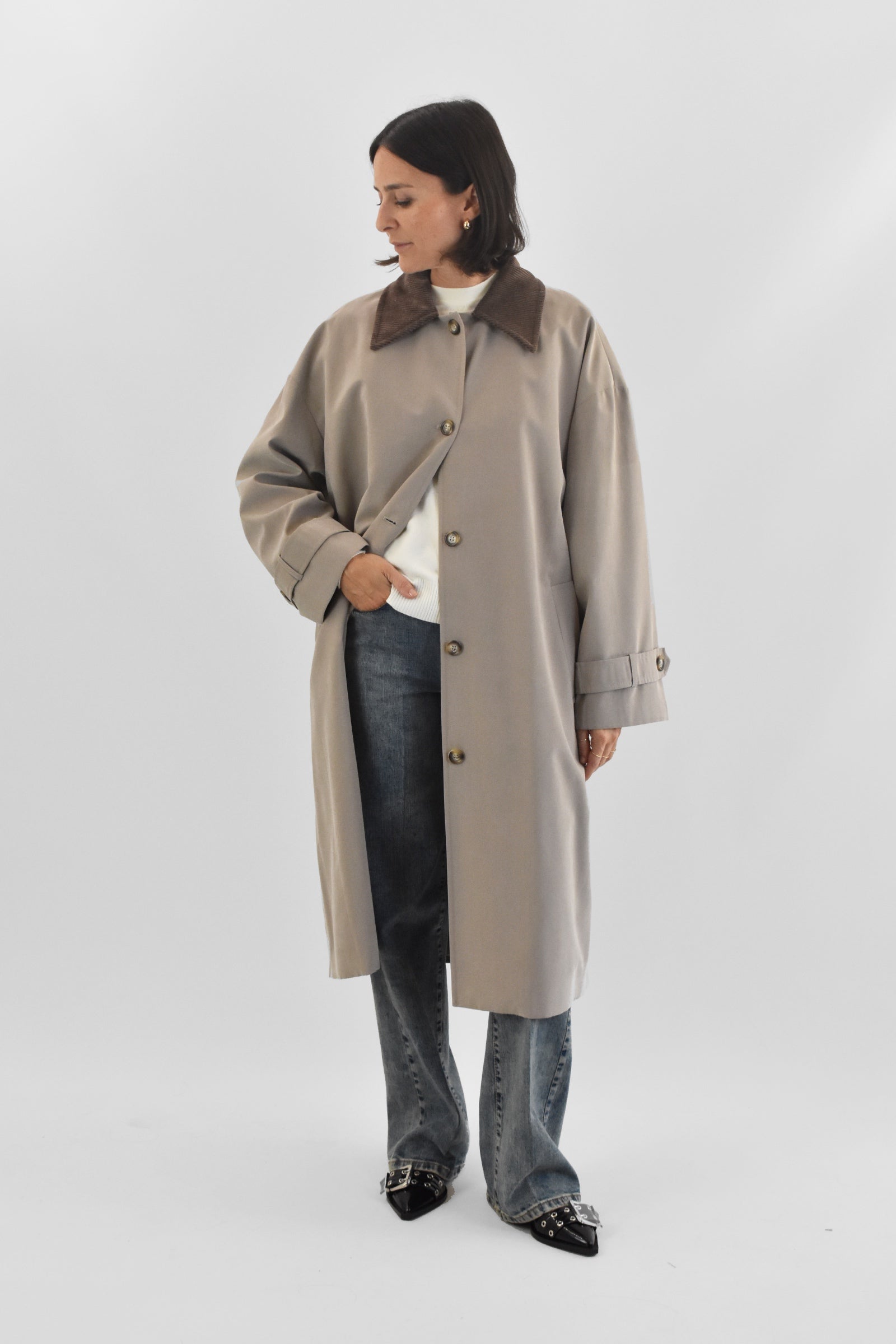 Trench collo velluto