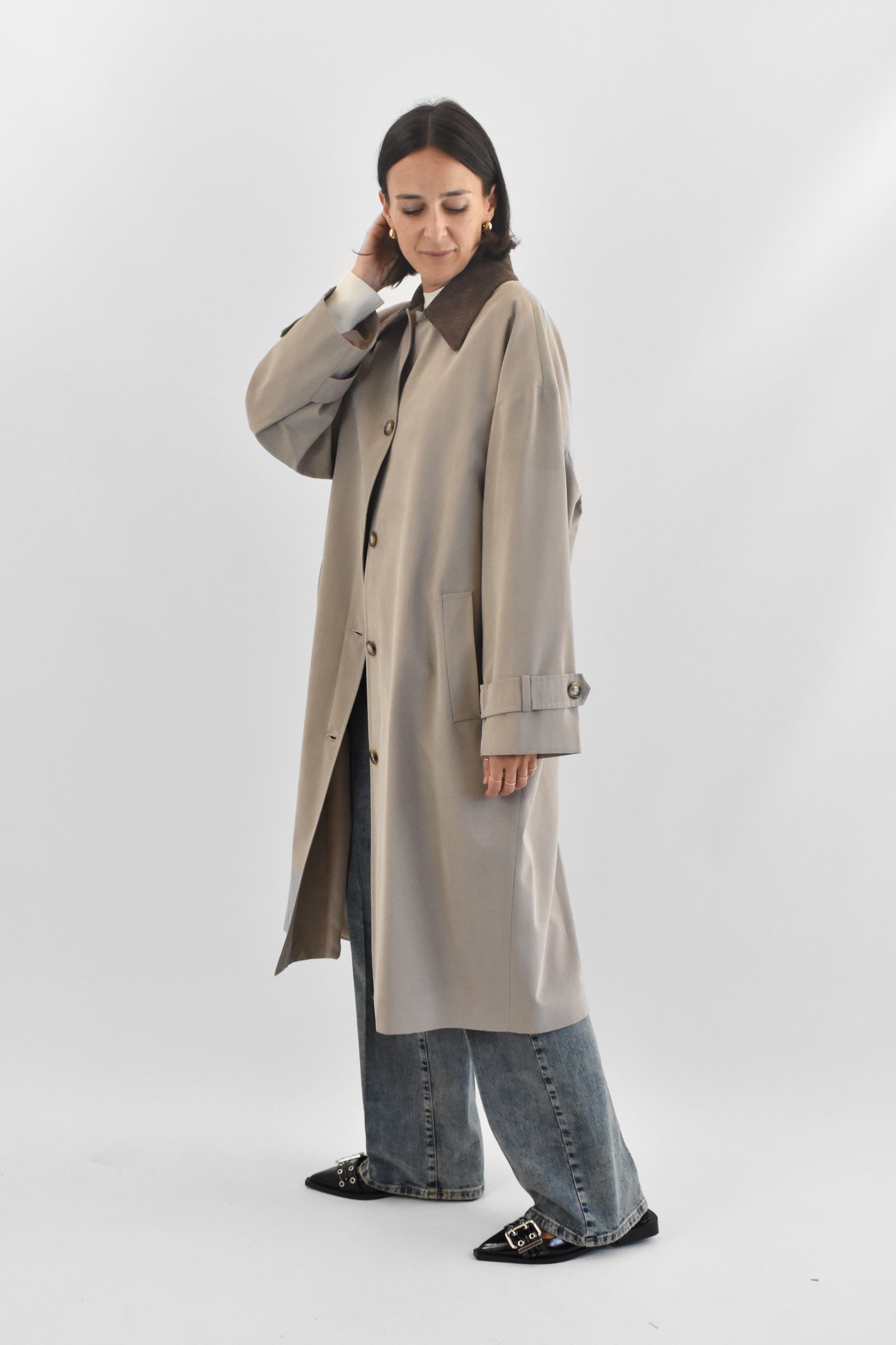 Trench collo velluto
