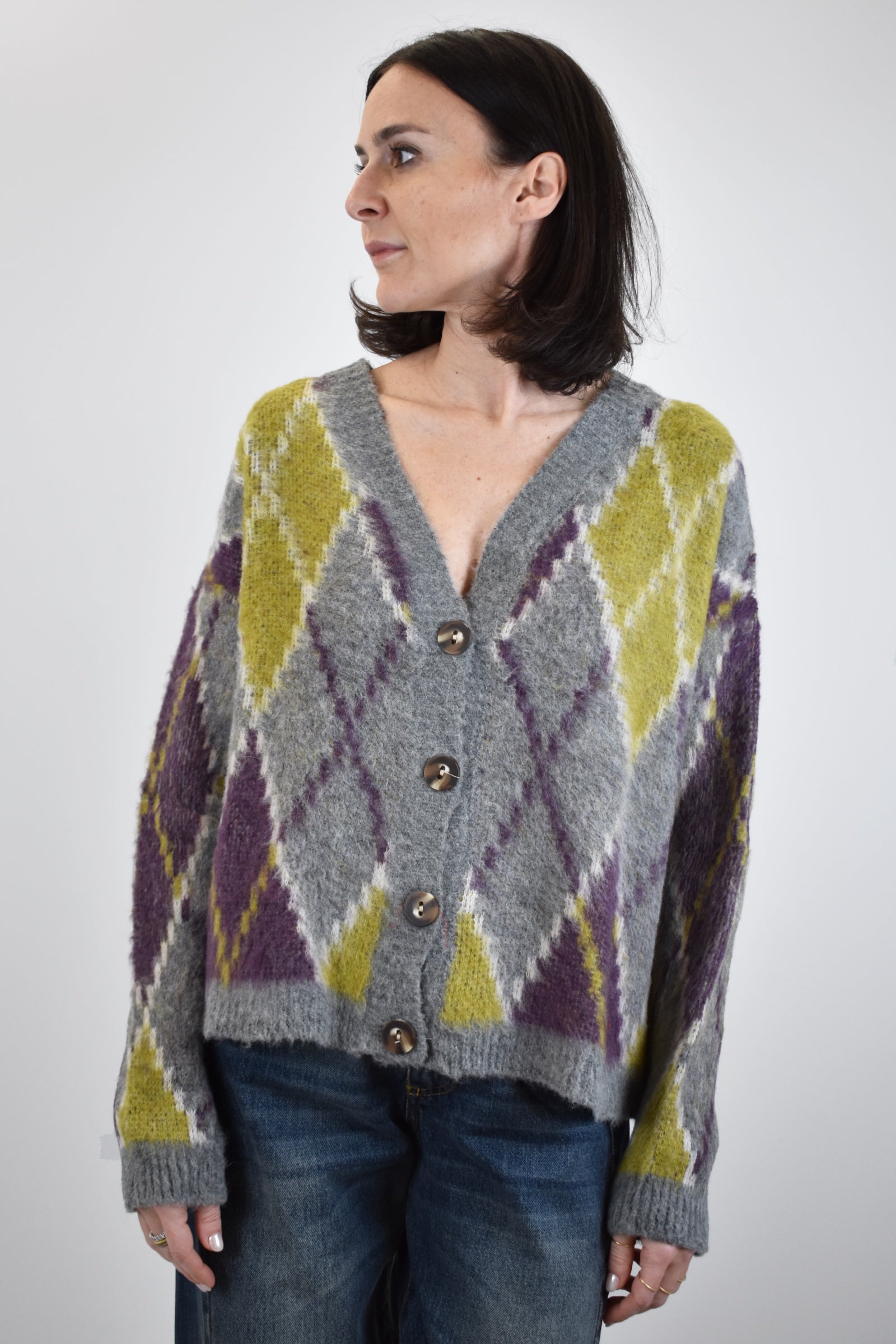 Cardigan rombi jaquard