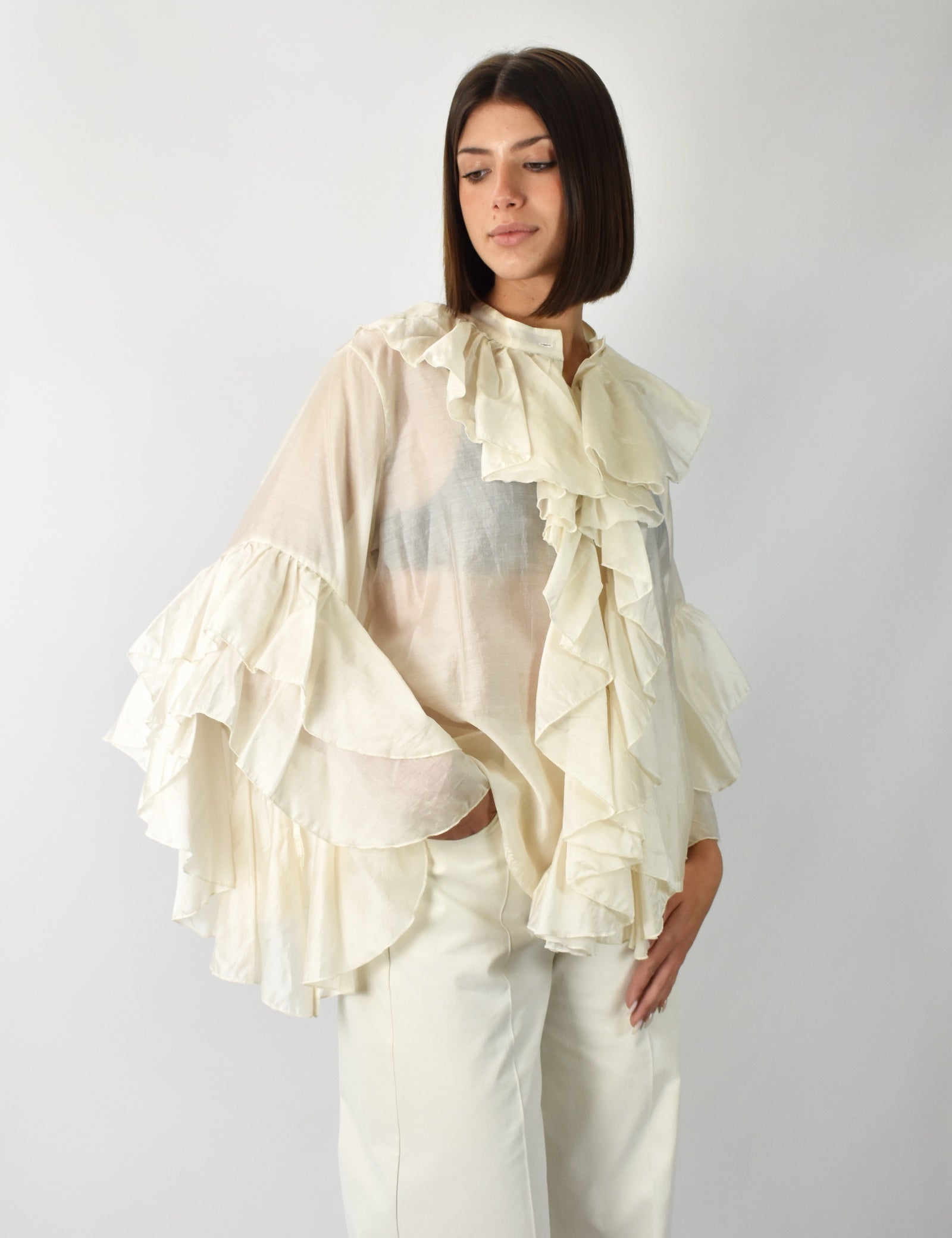 Camicia mussola rouches