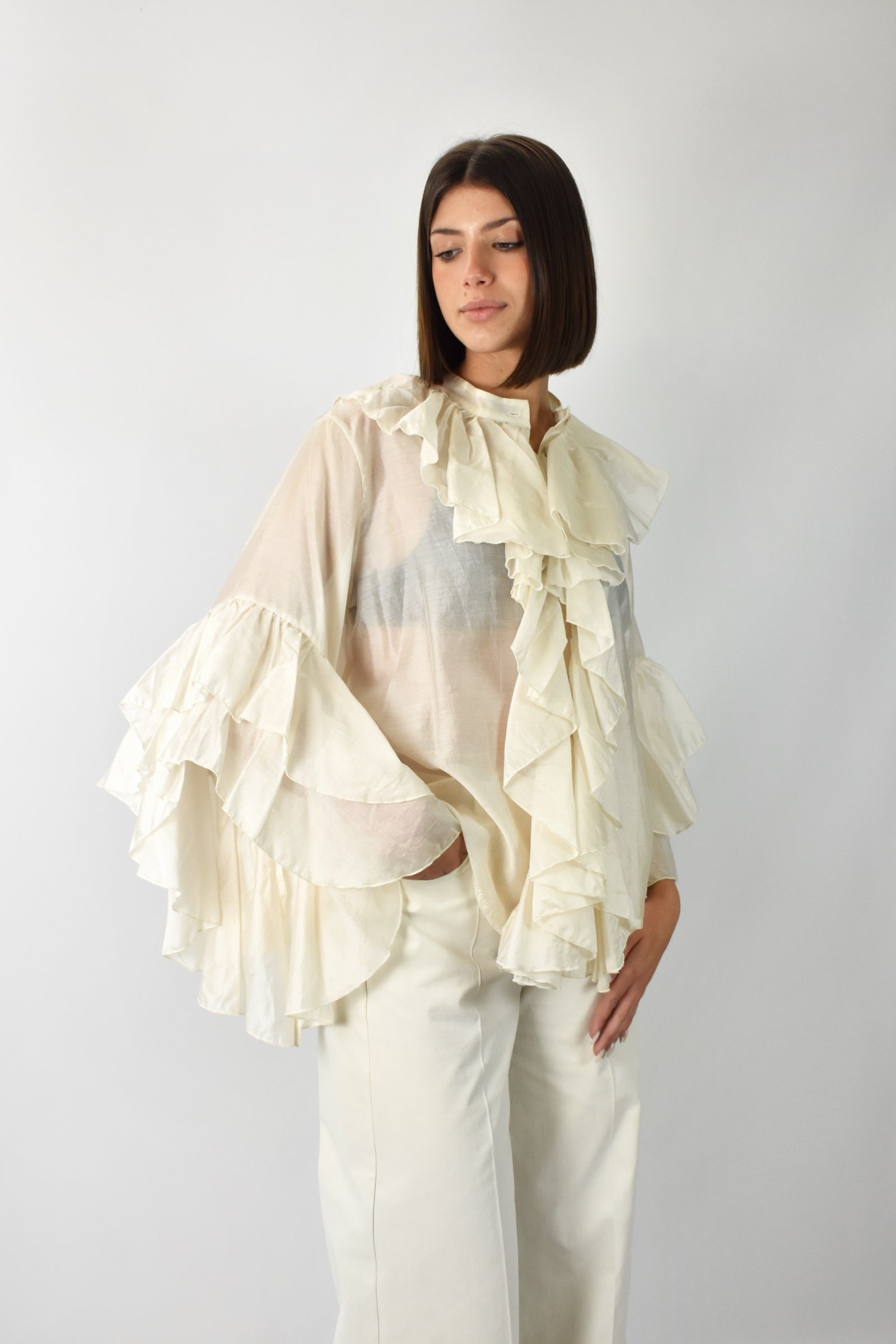 Camicia mussola rouches