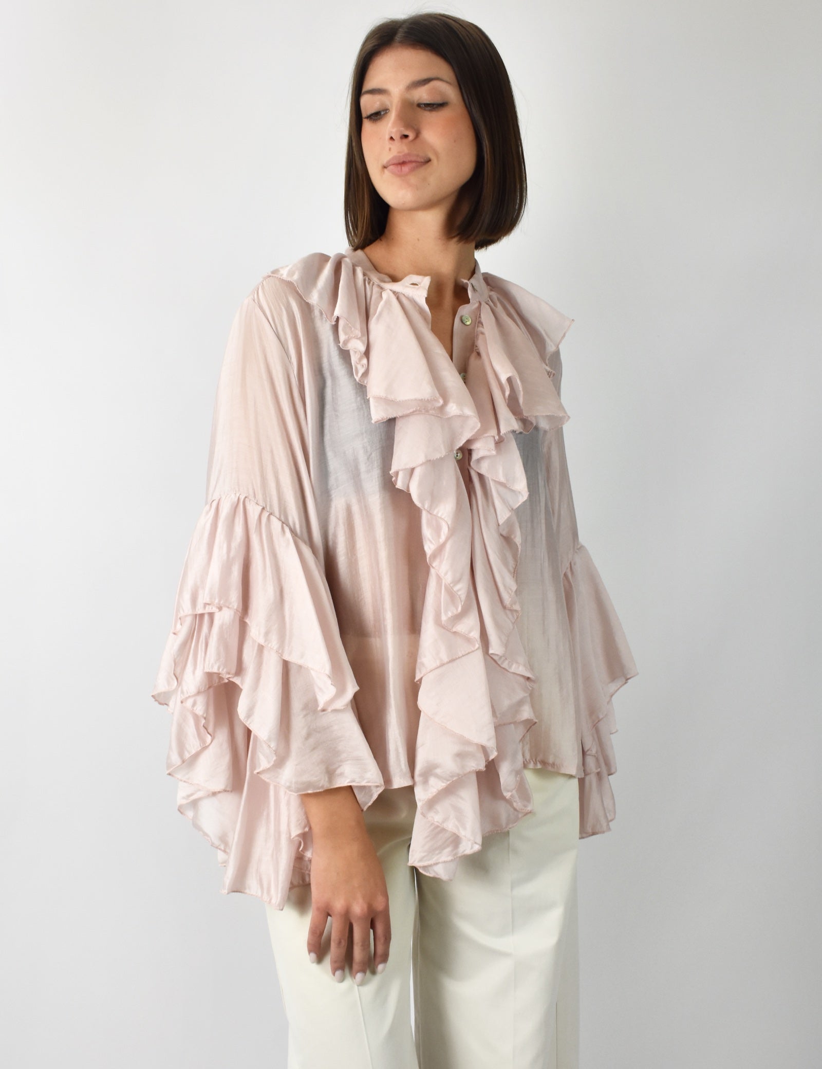Camicia mussola rouches