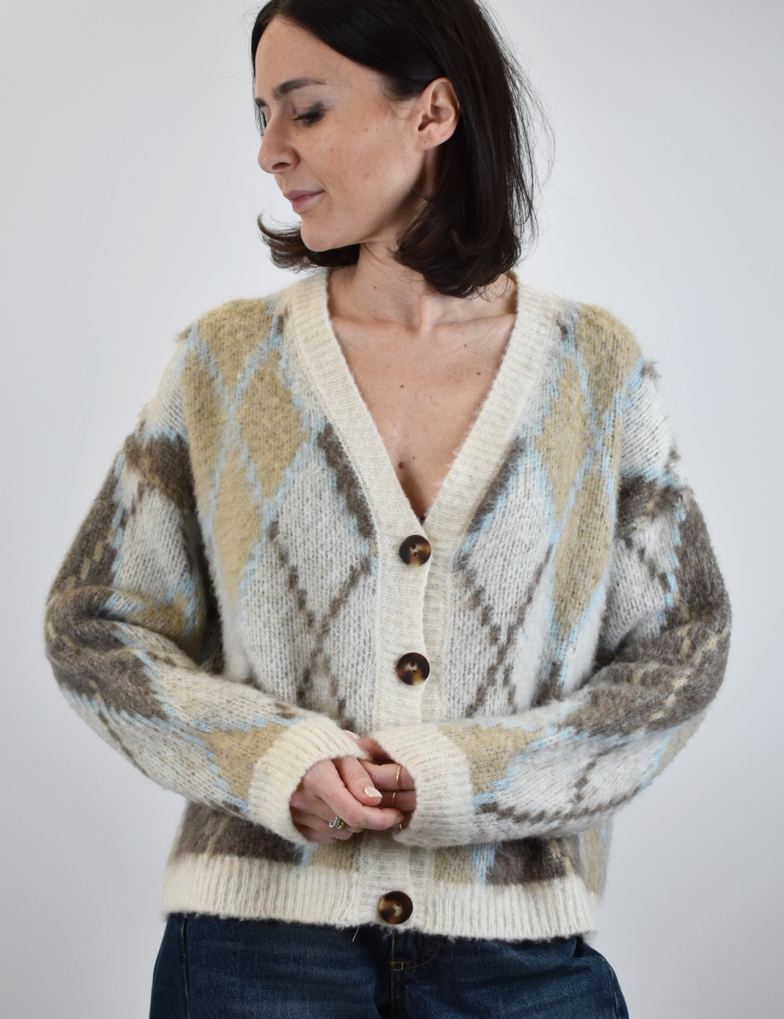 Cardigan rombi jaquard