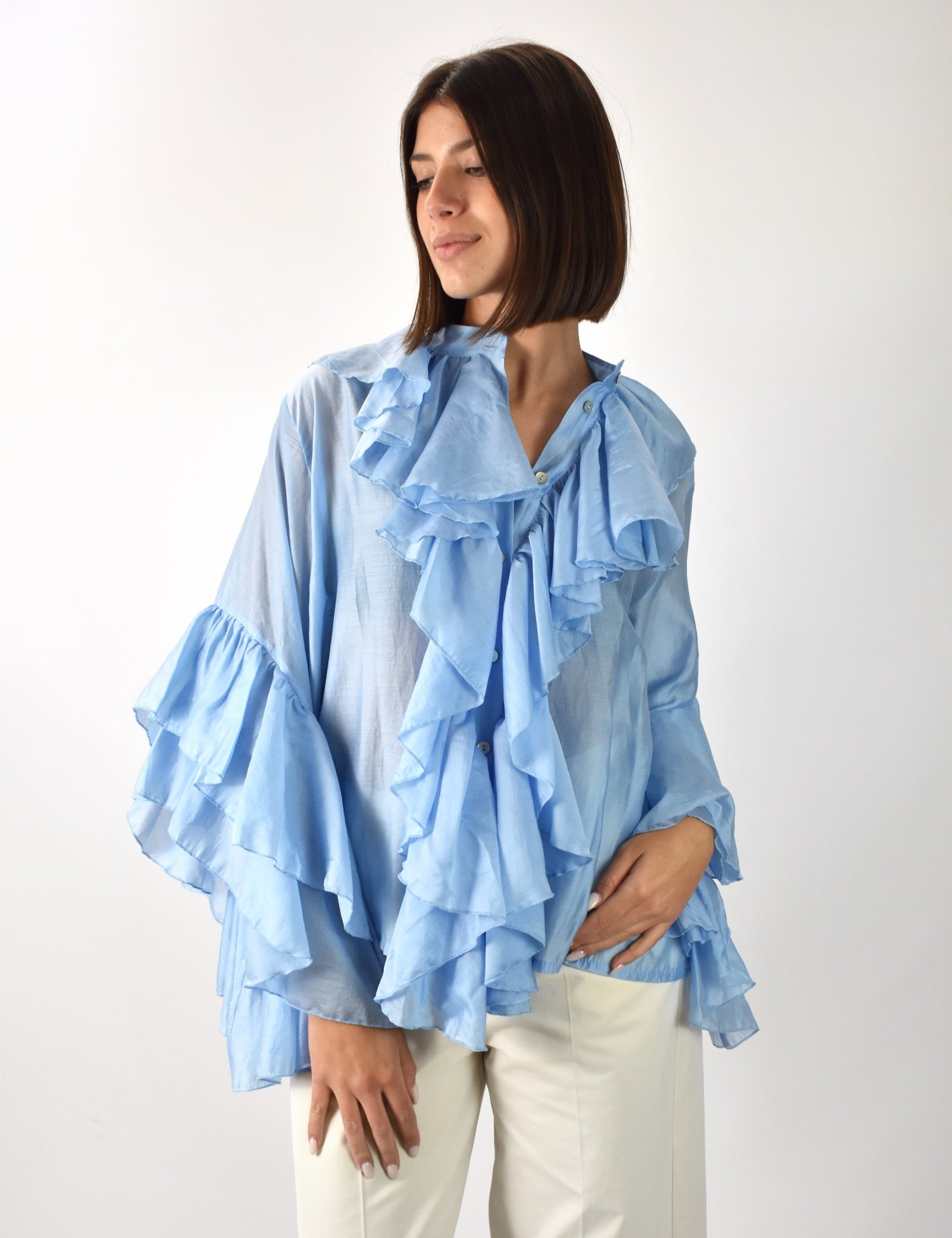 Camicia mussola rouches