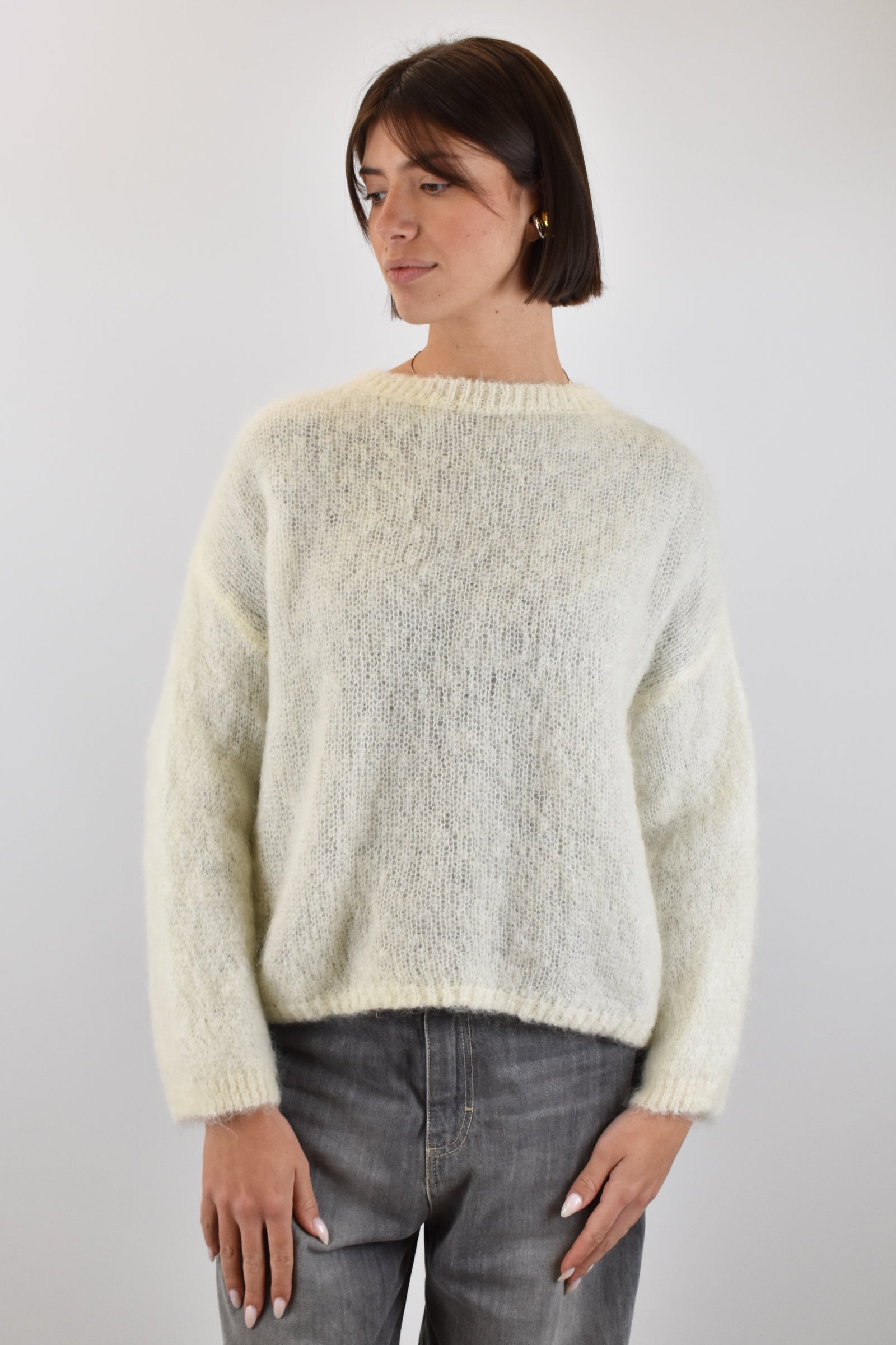 Maglia girocollo 80% mohair