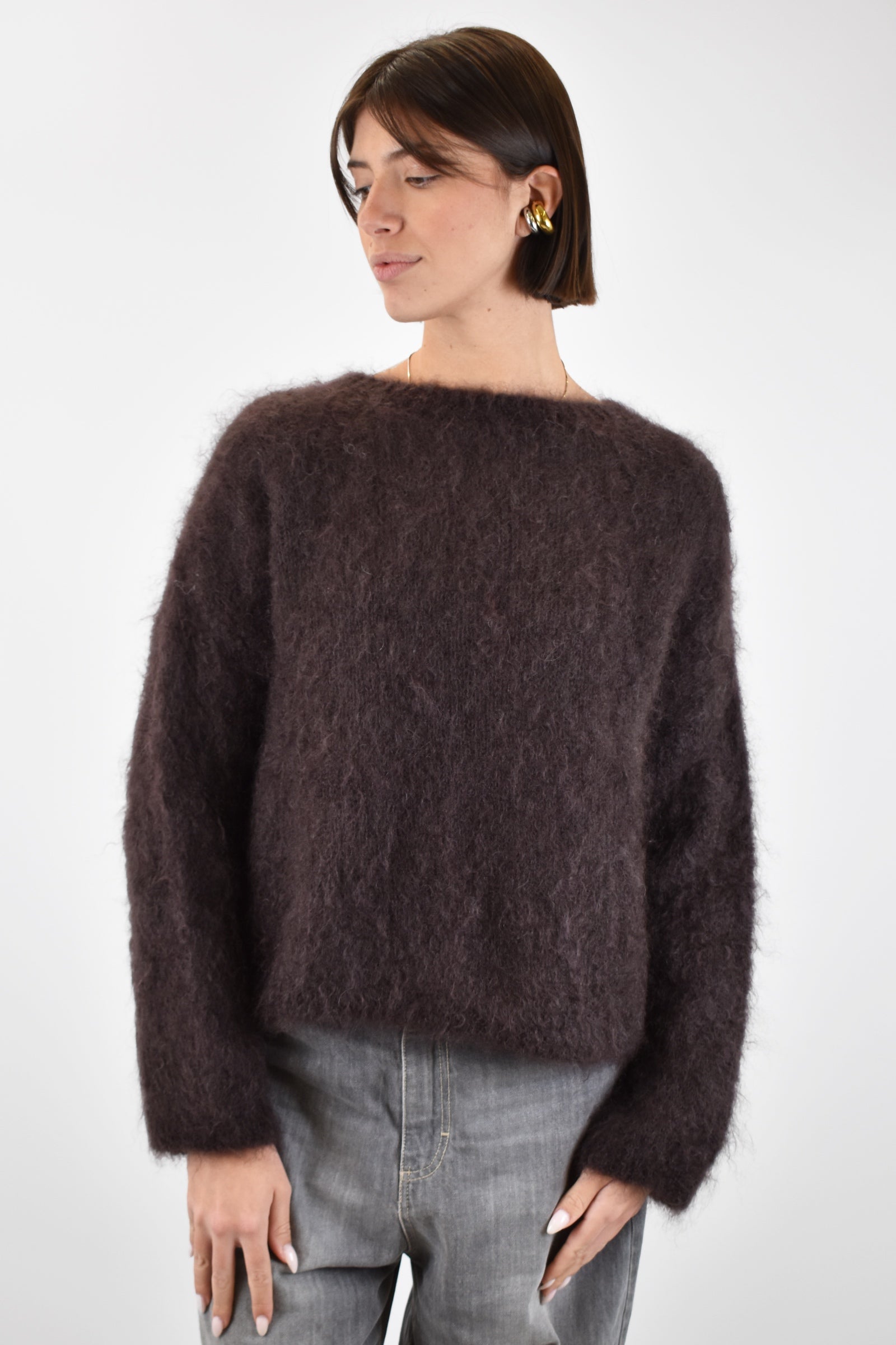 Maglia girocollo 80% mohair