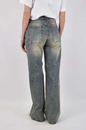 Jeans ERIKA Susy Mix da donna, modello a gamba dritta e vita medio alta, lavaggio effetto vintage al tè, casual street, articolo jerika0399