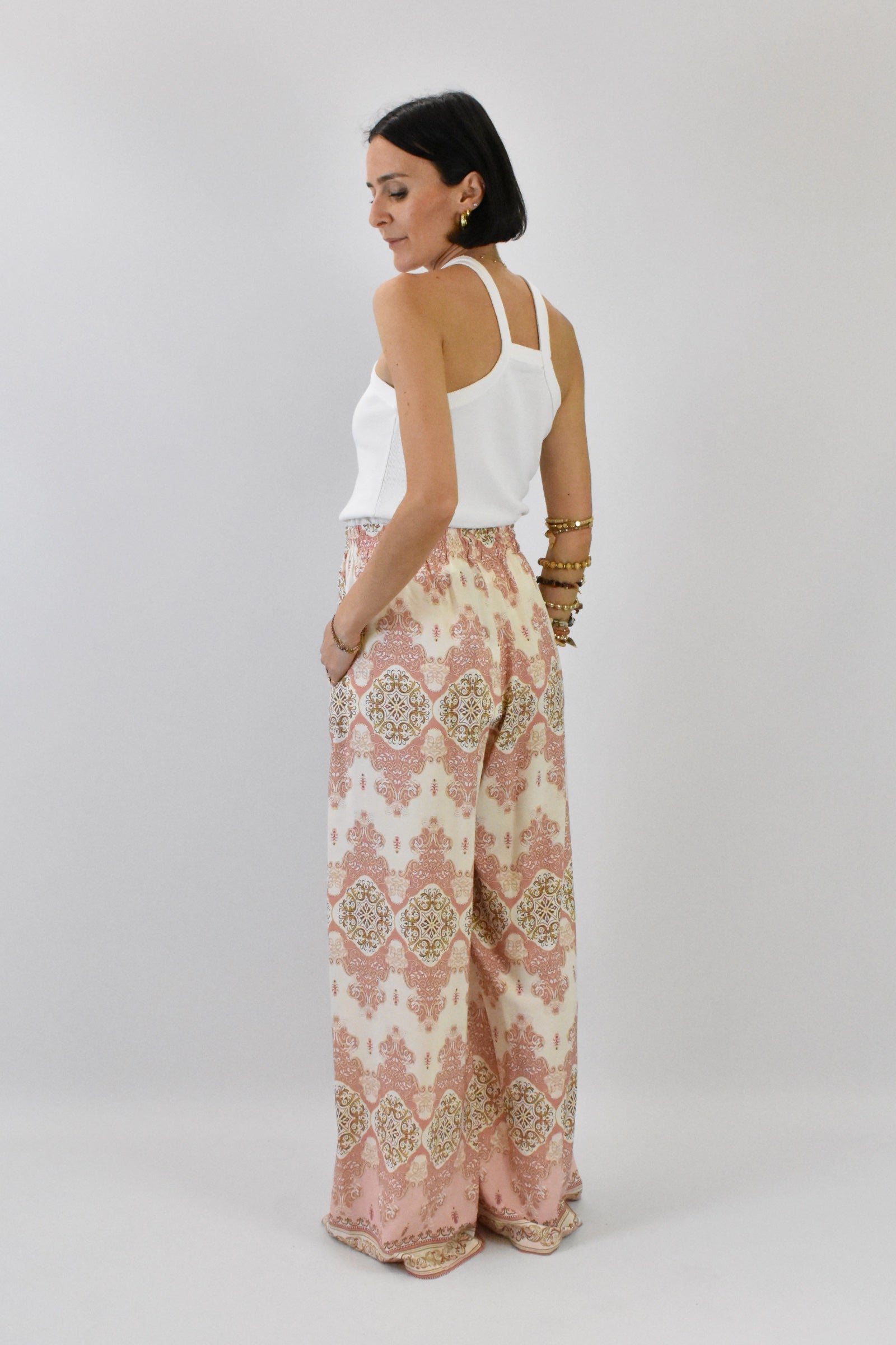 Pantalone largo fantasia