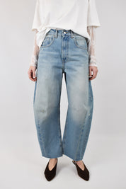 Jeans donna modello BARBARA di HaveOne, modello balloon colore denim chiaro, PFA-Q078