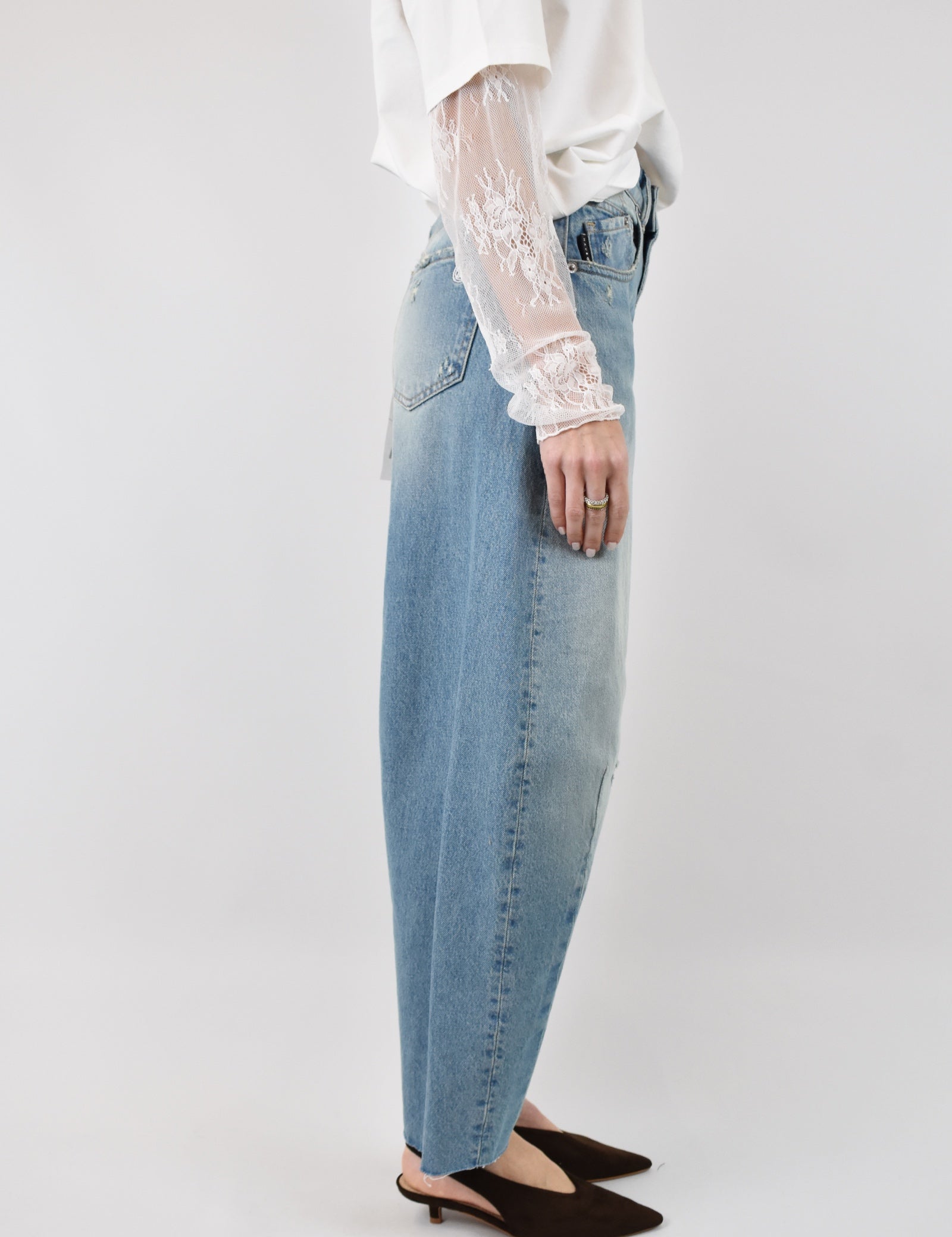 Jeans donna modello BARBARA di HaveOne, modello balloon colore denim chiaro, PFA-Q078
