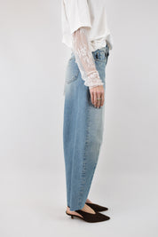 Jeans donna modello BARBARA di HaveOne, modello balloon colore denim chiaro, PFA-Q078