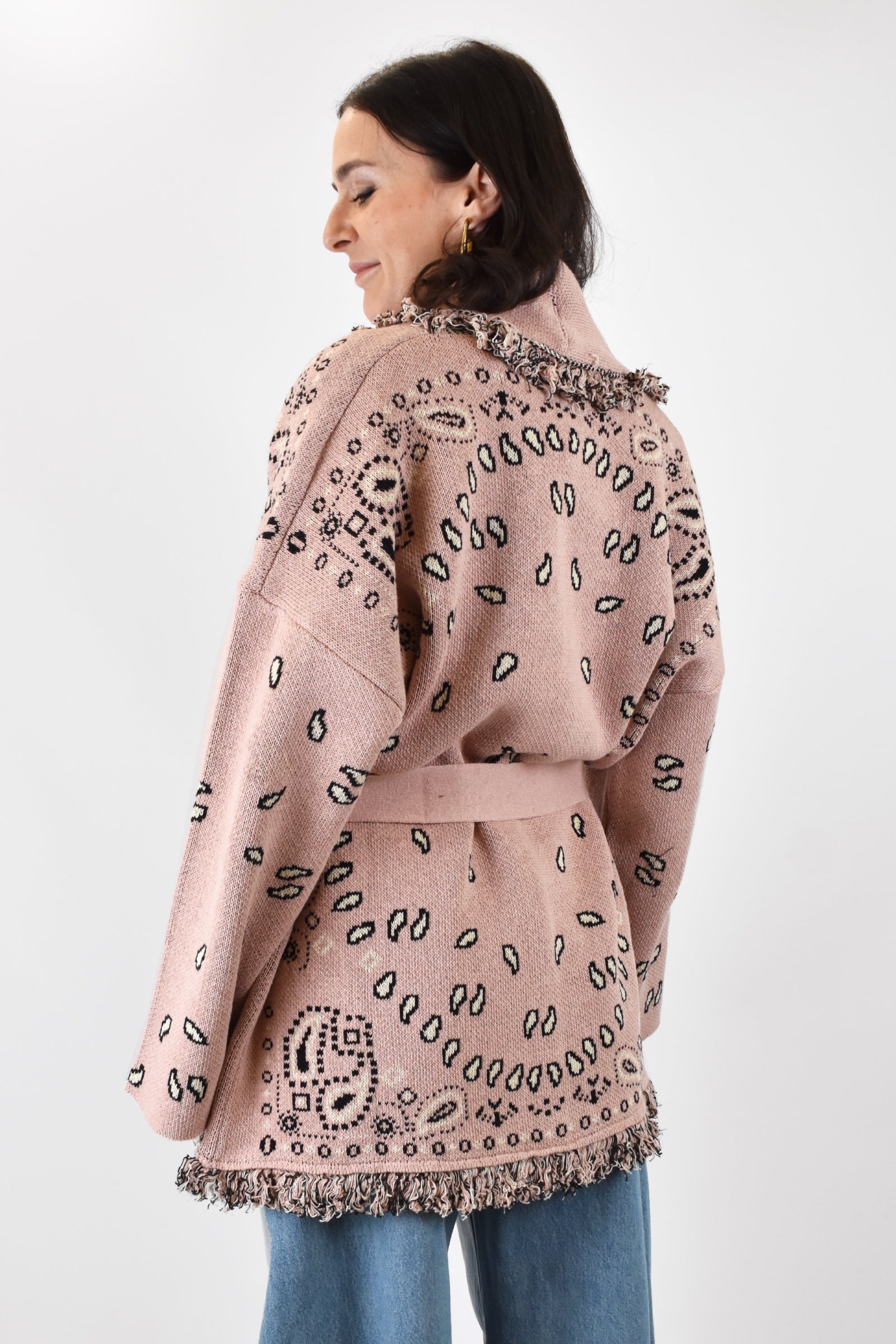 Cardigan bandana con frange