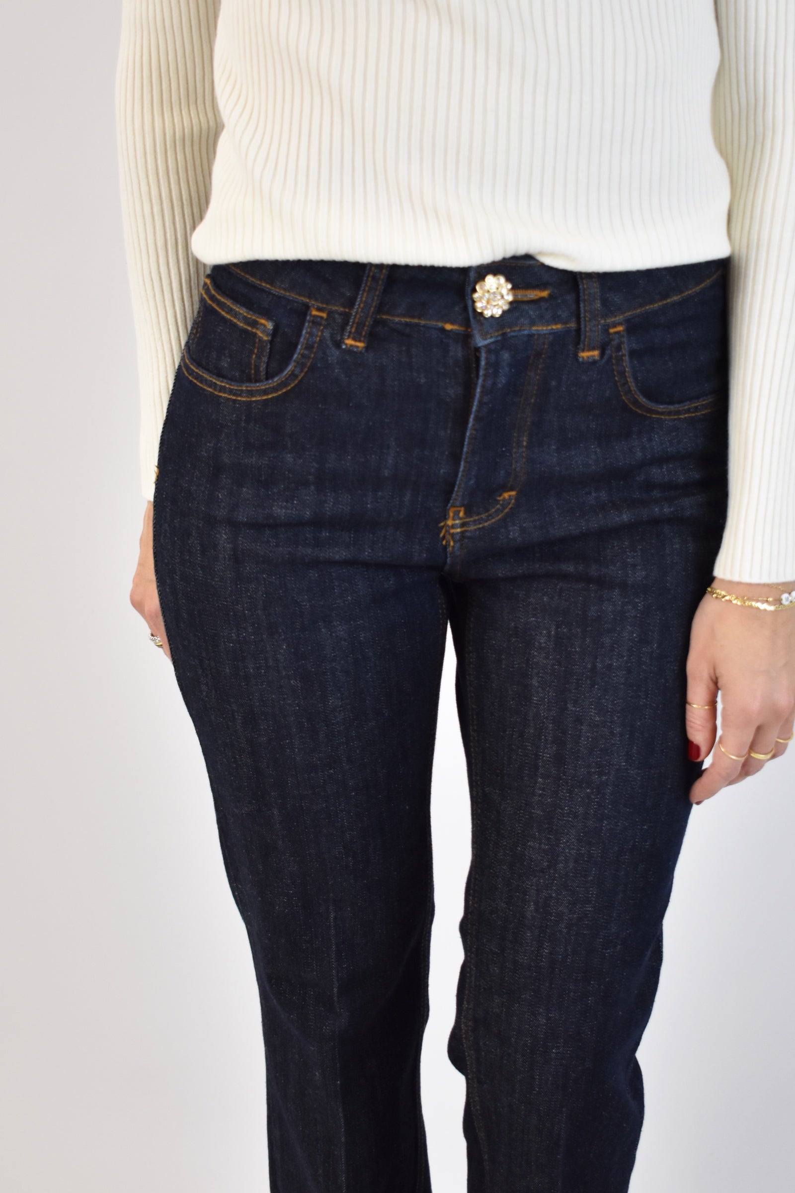 Jeans bottone gioiello