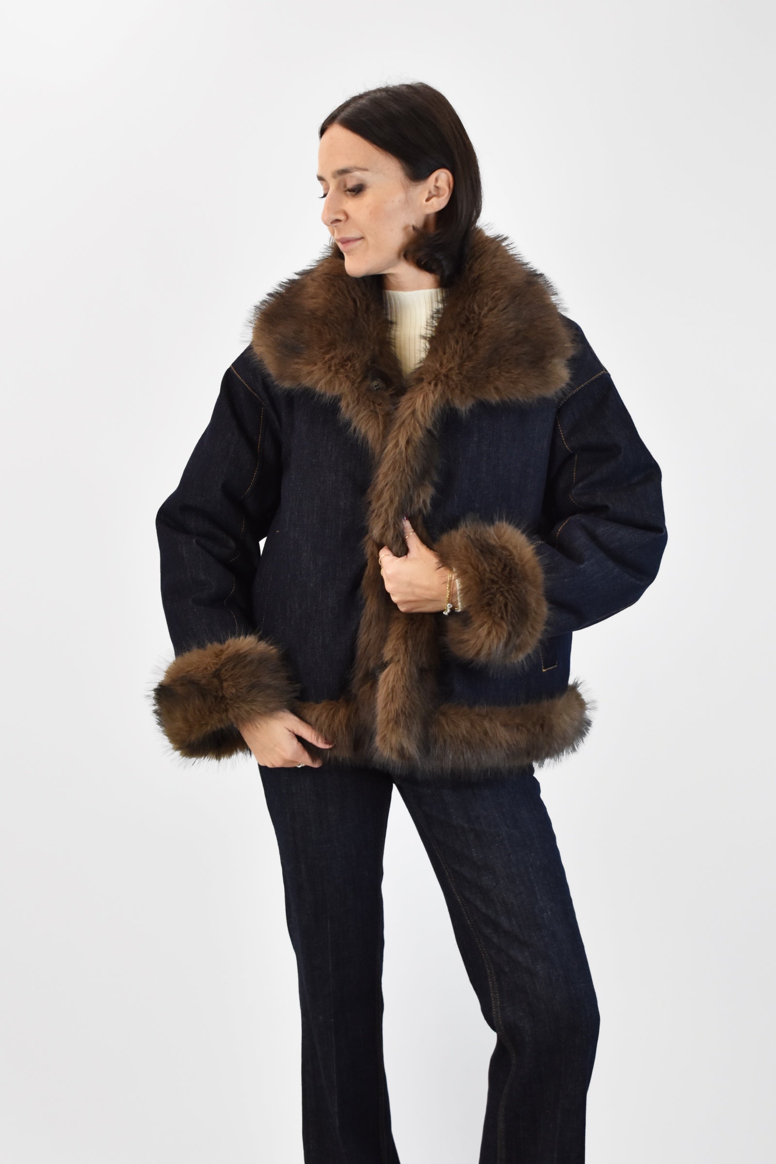 Ecopelliccia denim reversibile