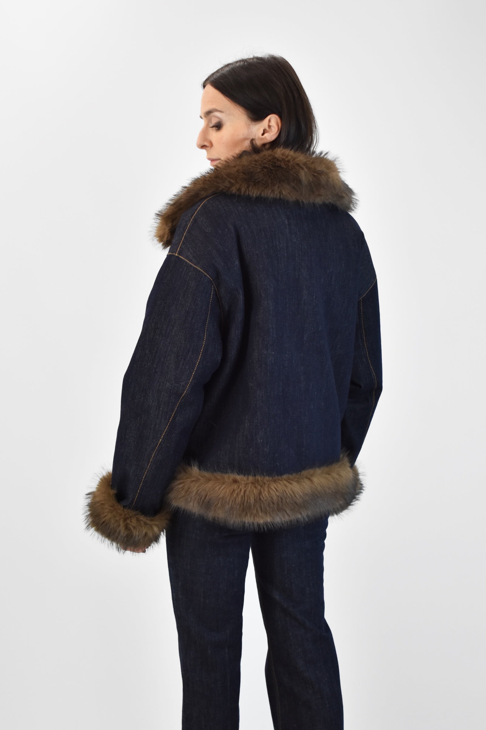 Ecopelliccia denim reversibile