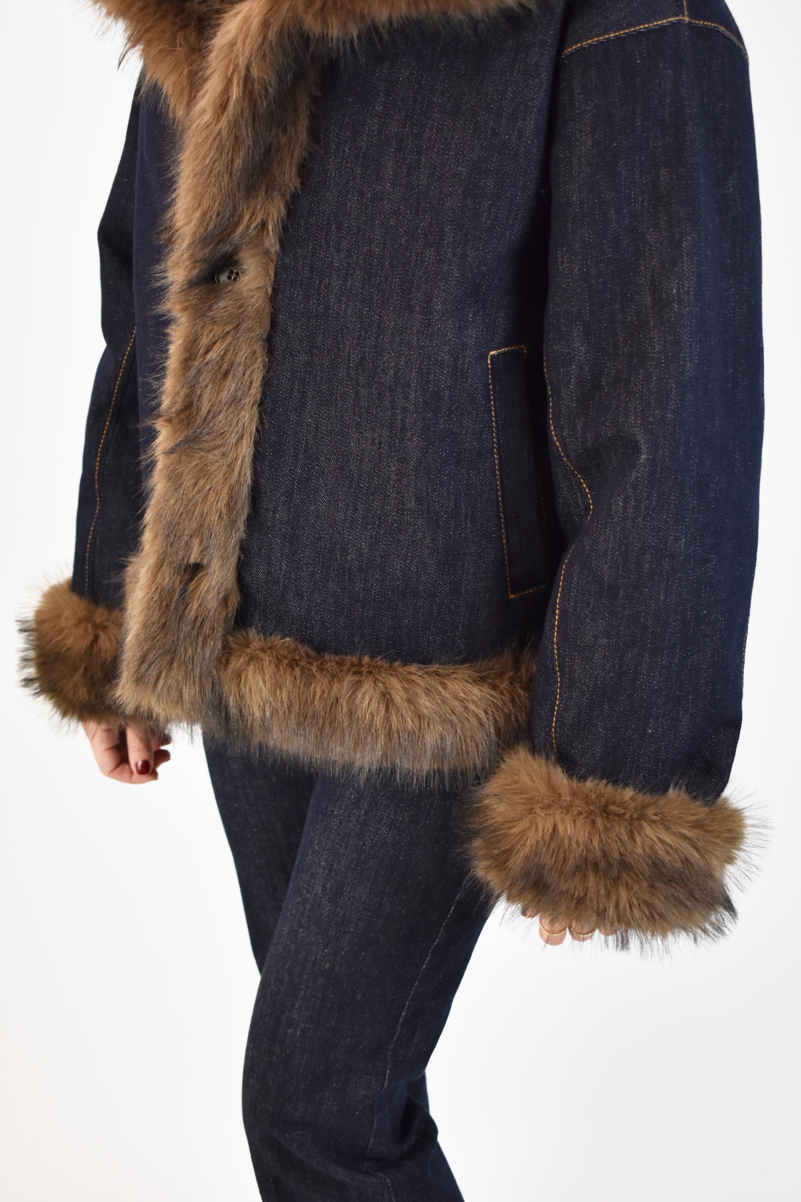 Ecopelliccia denim reversibile