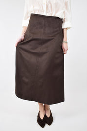 Longuette Tensione In in ecocamoscio, chiusura con zip laterale, casual chic, colore moro, articolo 1221554