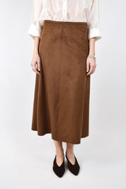 Longuette Tensione In in ecocamoscio, chiusura con zip laterale, casual chic, colore cognac, articolo 1221554