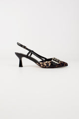 Slingback punta animalier