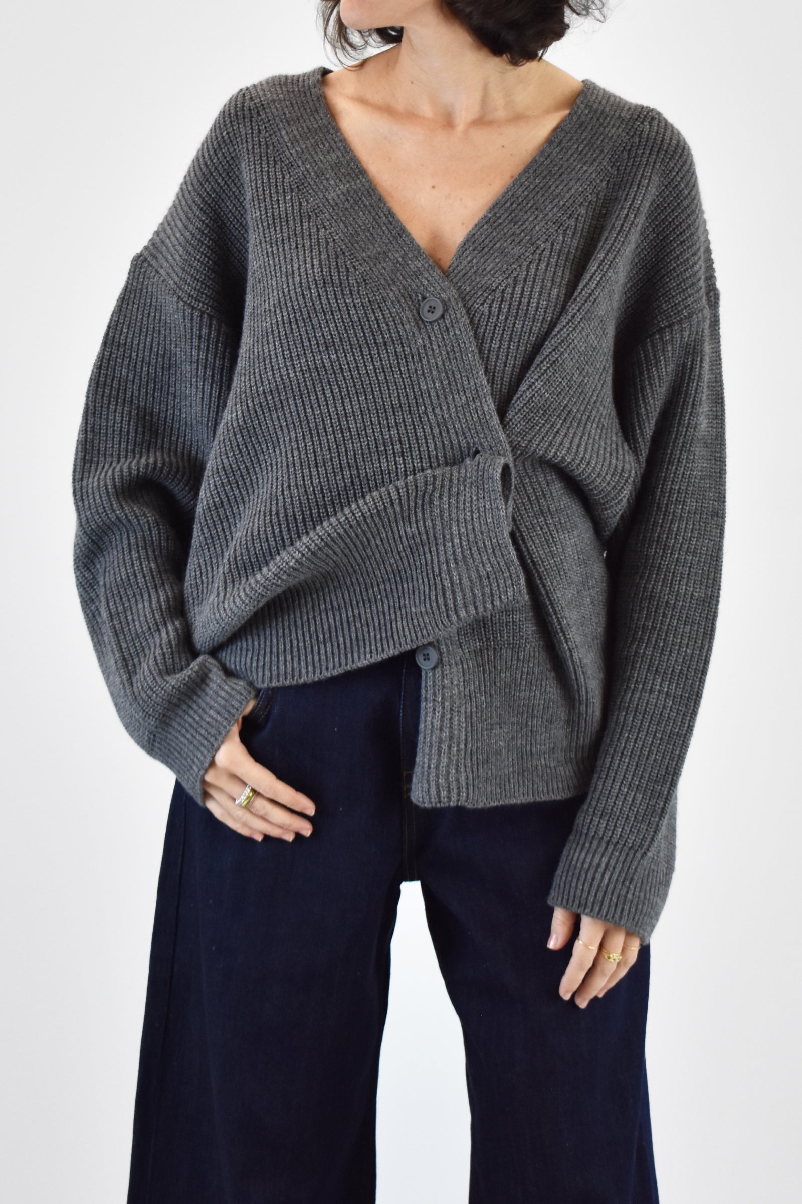 Cardigan bottone laterale