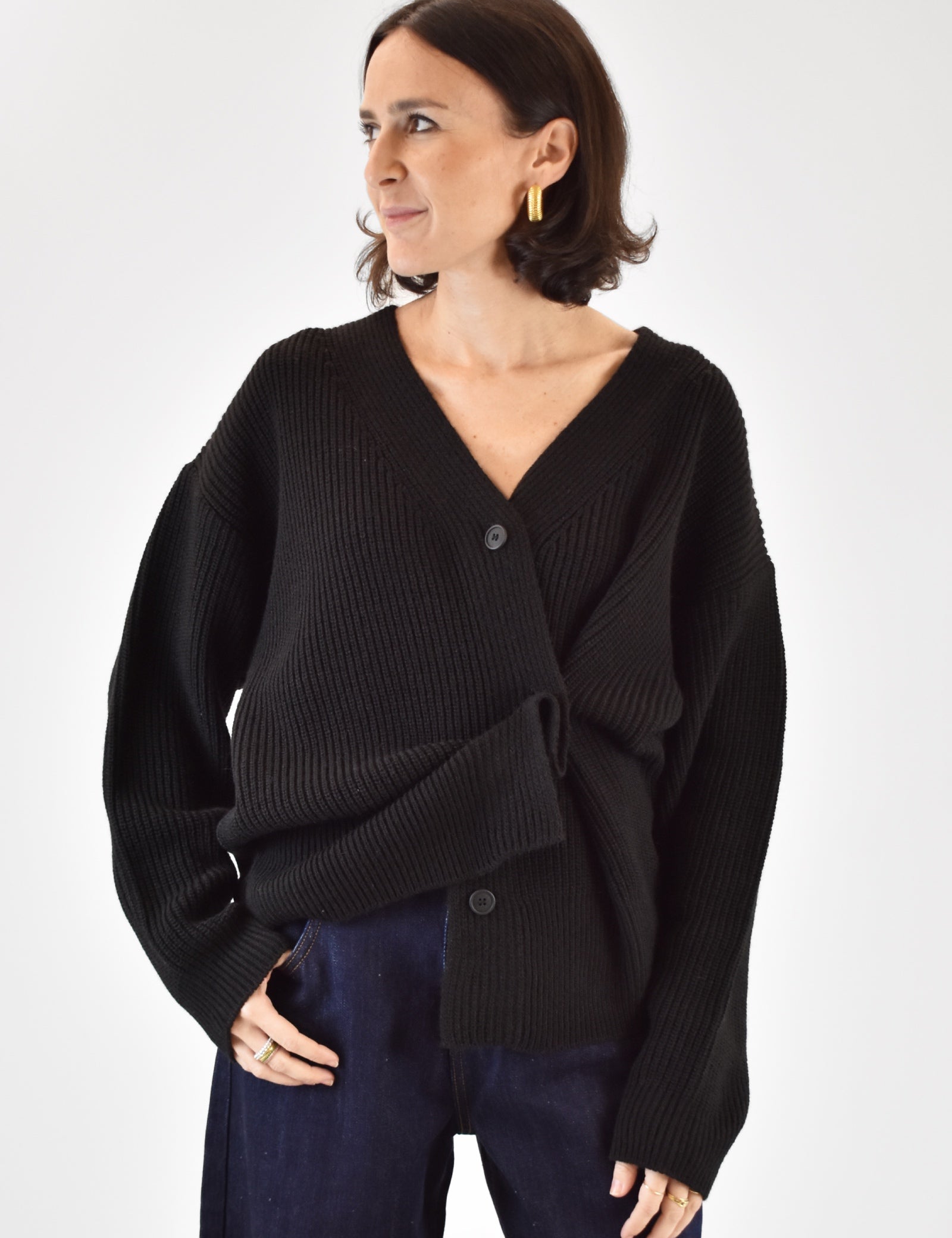 Cardigan bottone laterale
