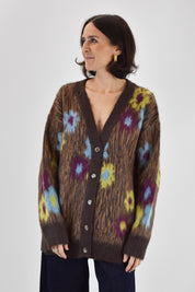 Cardigan jaquard fiorato