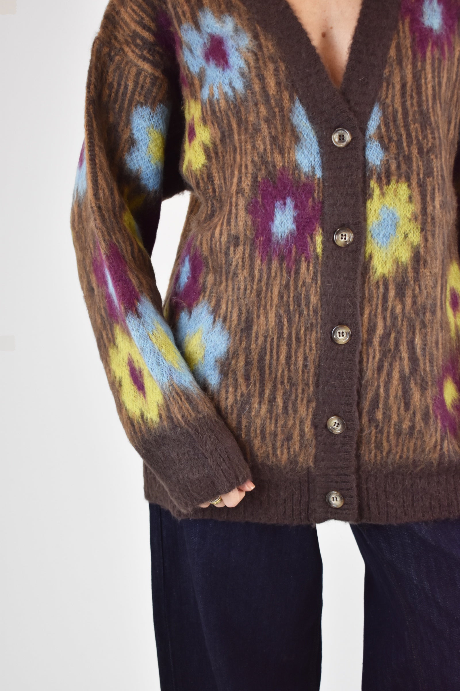 Cardigan jaquard fiorato