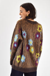 Cardigan jaquard fiorato