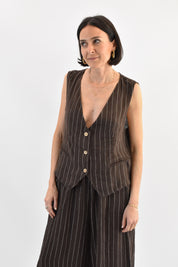 Gilet lino gessato