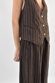 Gilet lino gessato