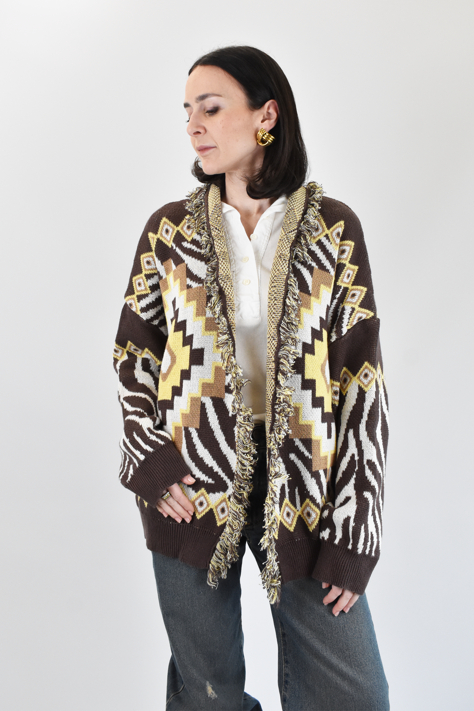 Cardigan zebra jaquard