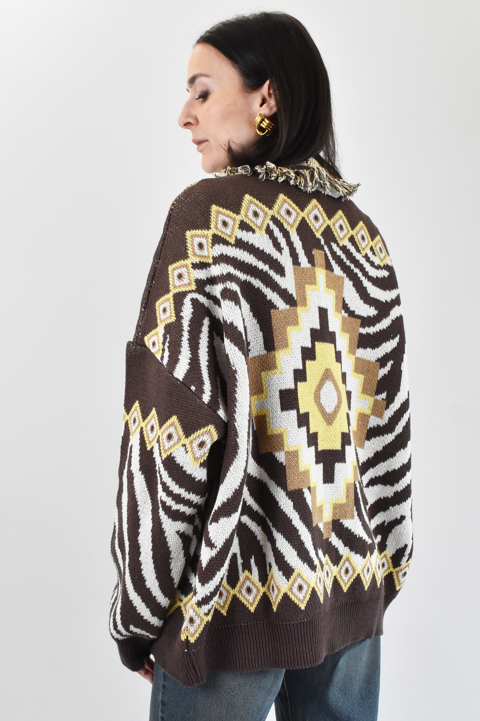 Cardigan zebra jaquard