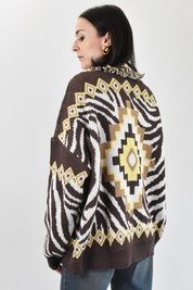 Cardigan zebra jaquard