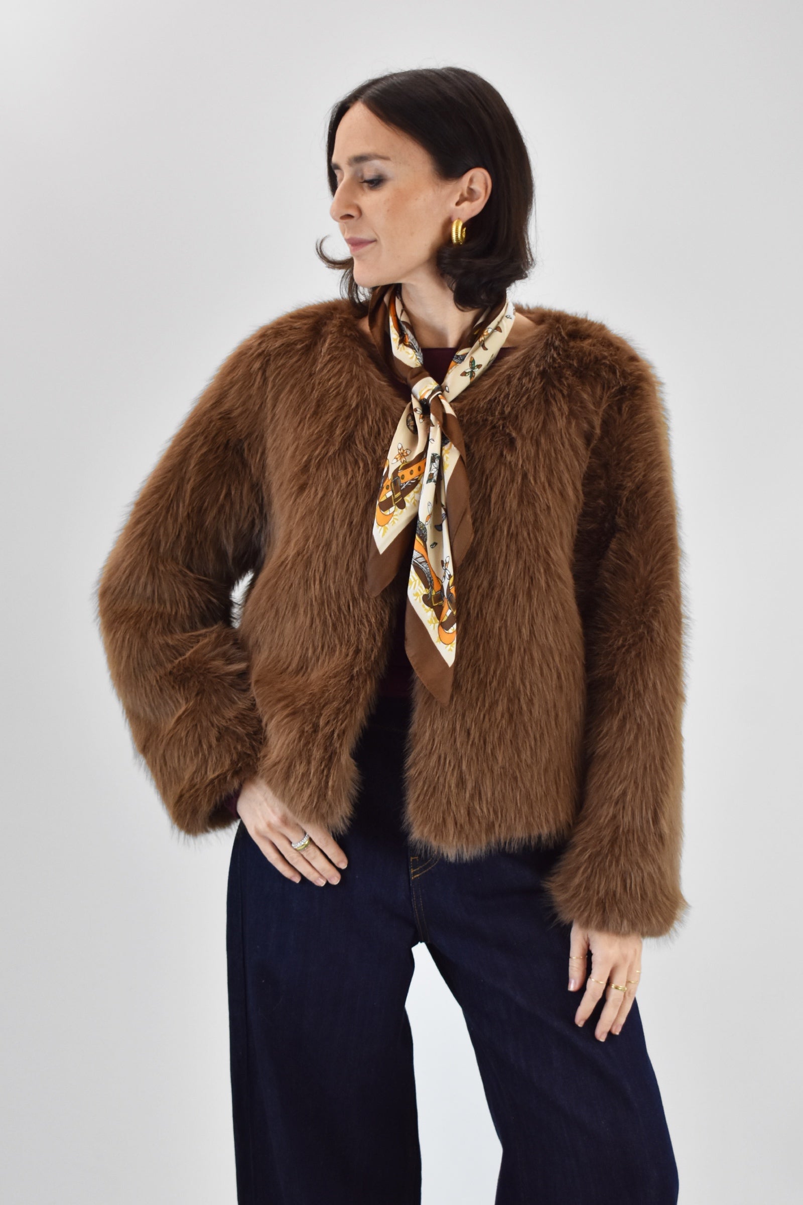 Ecopelliccia corta foulard
