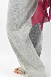 Jeans strass elasticizzato